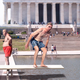 Image for article titled Mark Warner Holding Up Long Line Of Senators Waiting For Diving Board At D.C. Reflecting Pool